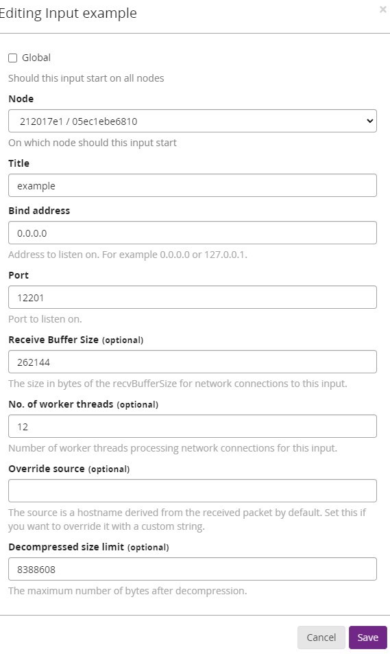 graylog input