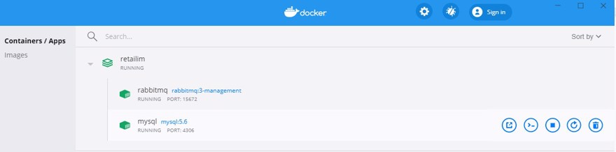 contenedores corriendo en docker con compose