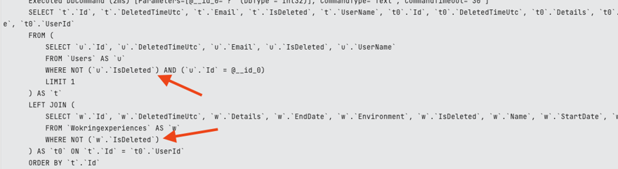 entity framework filters query explalined