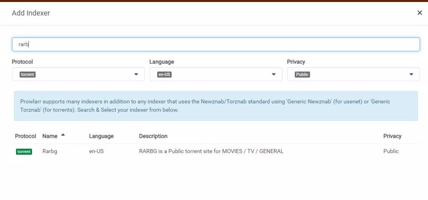 prowlarr seach filter