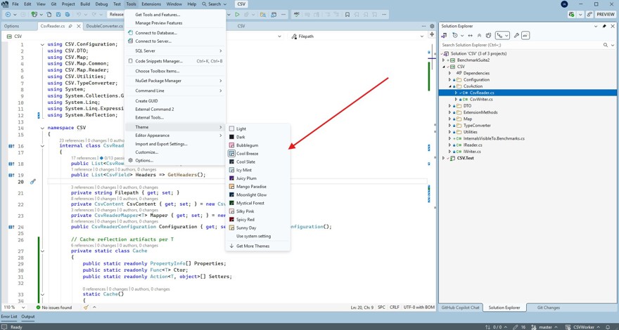 Temas en Visual Studio 2026